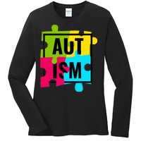 Autism Awareness Puzzle Pieces Ladies Long Sleeve Shirt