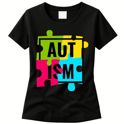 Autism Awareness Puzzle Pieces Womens T-Shirt