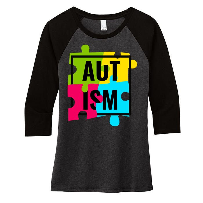 Autism Awareness Puzzle Pieces Women's Tri-Blend 3/4-Sleeve Raglan Shirt