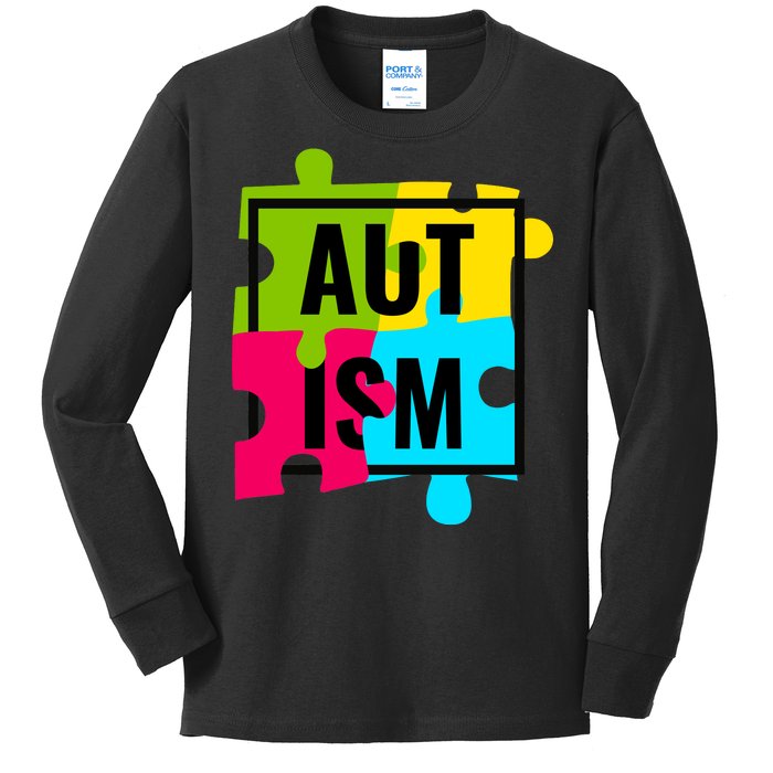 Autism Awareness Puzzle Pieces Kids Long Sleeve Shirt