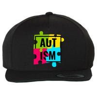 Autism Awareness Puzzle Pieces Wool Snapback Cap