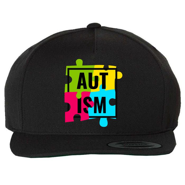 Autism Awareness Puzzle Pieces Wool Snapback Cap