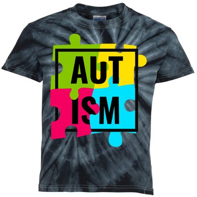 Autism Awareness Puzzle Pieces Kids Tie-Dye T-Shirt