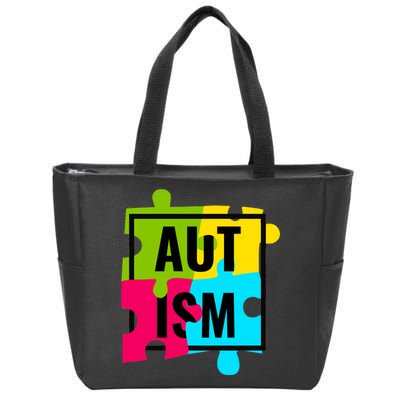 Autism Awareness Puzzle Pieces Zip Tote Bag