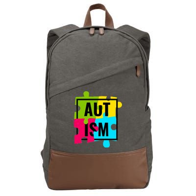 Autism Awareness Puzzle Pieces Cotton Canvas Backpack