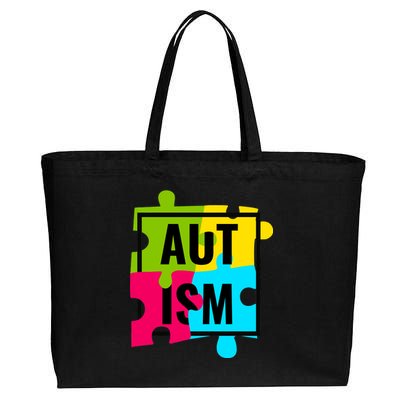 Autism Awareness Puzzle Pieces Cotton Canvas Jumbo Tote