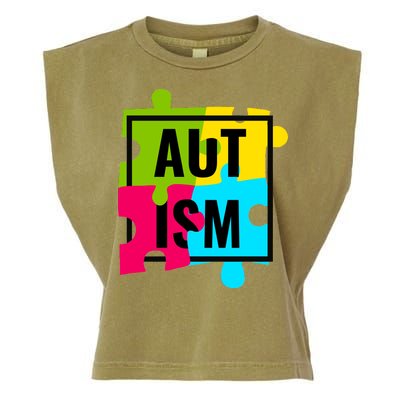 Autism Awareness Puzzle Pieces Garment-Dyed Women's Muscle Tee