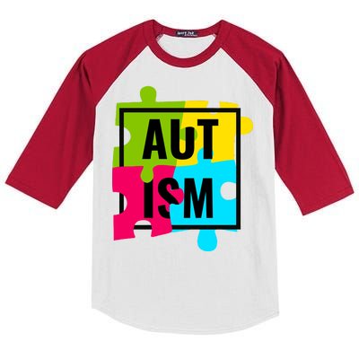 Autism Awareness Puzzle Pieces Kids Colorblock Raglan Jersey