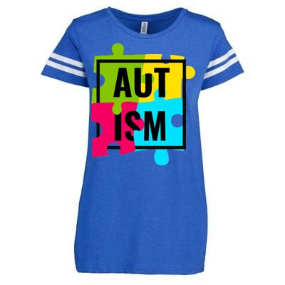 Autism Awareness Puzzle Pieces Enza Ladies Jersey Football T-Shirt