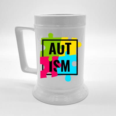 Autism Awareness Puzzle Pieces Beer Stein