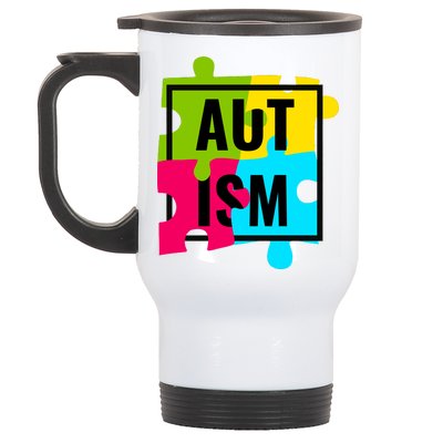 Autism Awareness Puzzle Pieces Stainless Steel Travel Mug