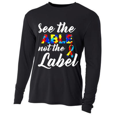 Autism Awareness Puzzle See The Able Not The Label Cooling Performance Long Sleeve Crew