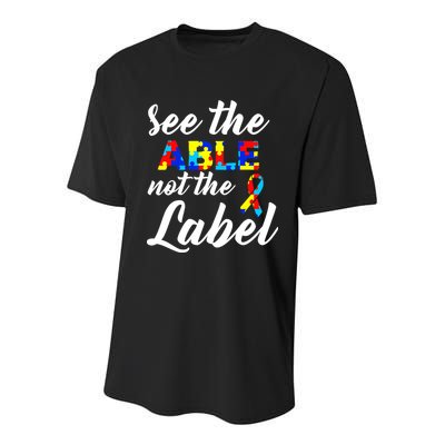 Autism Awareness Puzzle See The Able Not The Label Youth Performance Sprint T-Shirt