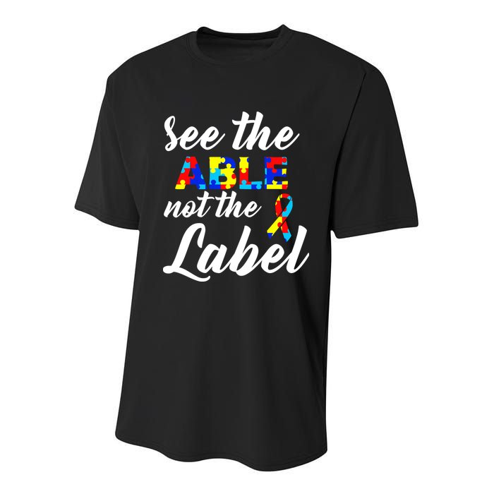Autism Awareness Puzzle See The Able Not The Label Youth Performance Sprint T-Shirt