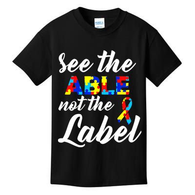 Autism Awareness Puzzle See The Able Not The Label Kids T-Shirt