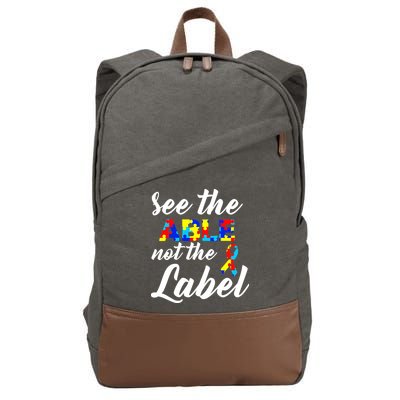 Autism Awareness Puzzle See The Able Not The Label Cotton Canvas Backpack