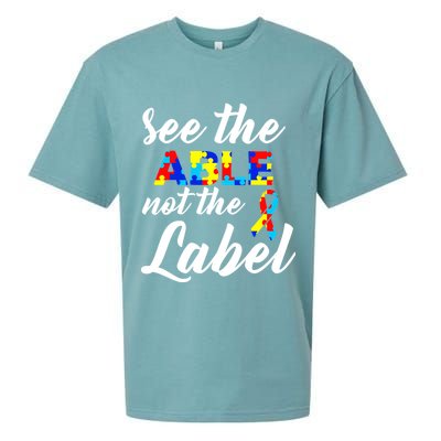 Autism Awareness Puzzle See The Able Not The Label Sueded Cloud Jersey T-Shirt