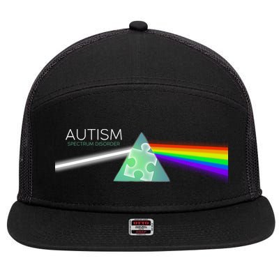 Autism Awareness Puzzle Spectrum Disorder 7 Panel Mesh Trucker Snapback Hat