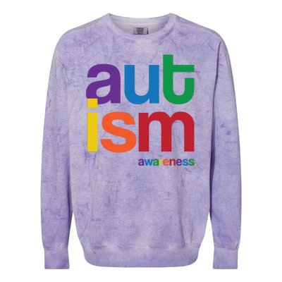 Autism Awareness Rainbow Letters Colorblast Crewneck Sweatshirt