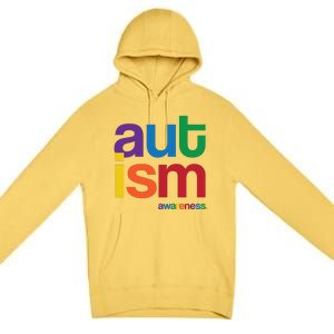 Autism Awareness Rainbow Letters Premium Pullover Hoodie