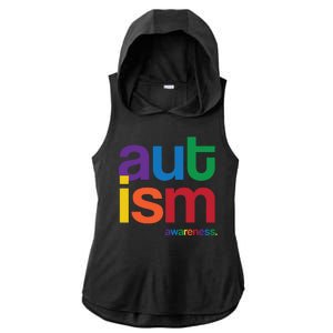 Autism Awareness Rainbow Letters Ladies PosiCharge Tri-Blend Wicking Draft Hoodie Tank