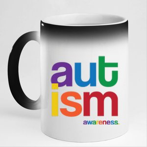 Autism Awareness Rainbow Letters 11oz Black Color Changing Mug