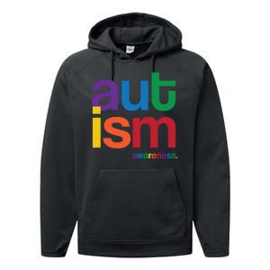 Autism Awareness Rainbow Letters Performance Fleece Hoodie