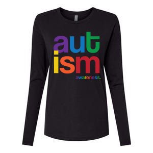 Autism Awareness Rainbow Letters Womens Cotton Relaxed Long Sleeve T-Shirt