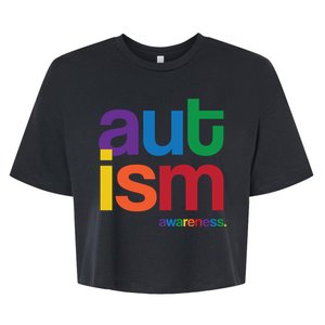 Autism Awareness Rainbow Letters Bella+Canvas Jersey Crop Tee