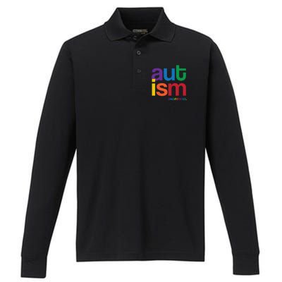 Autism Awareness Rainbow Letters Performance Long Sleeve Polo