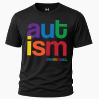 Autism Awareness Rainbow Letters Cooling Performance Crew T-Shirt