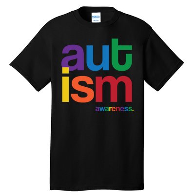 Autism Awareness Rainbow Letters Tall T-Shirt