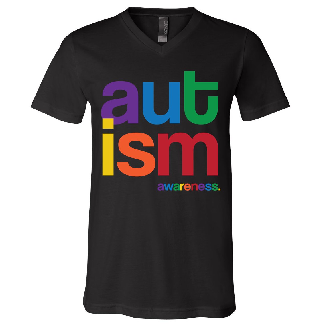 Autism Awareness Rainbow Letters V-Neck T-Shirt