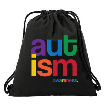 Autism Awareness Rainbow Letters Drawstring Bag