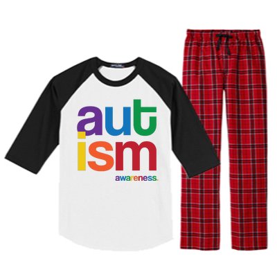 Autism Awareness Rainbow Letters Raglan Sleeve Pajama Set