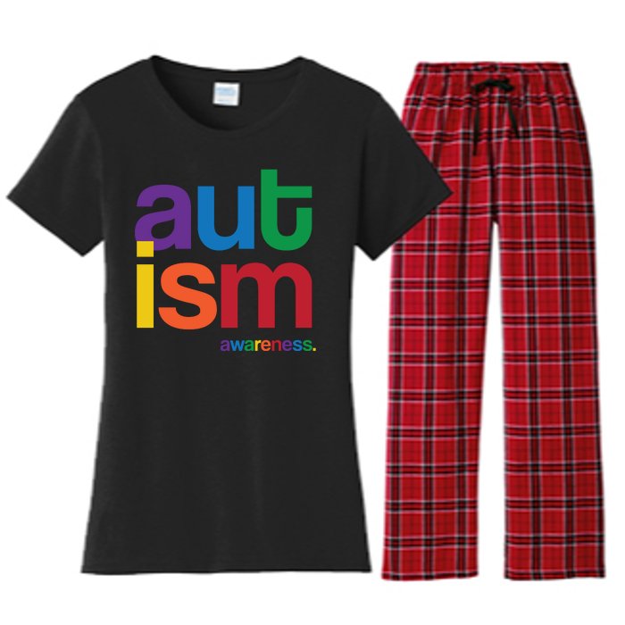 Autism Awareness Rainbow Letters Women's Flannel Pajama Set