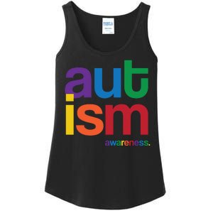 Autism Awareness Rainbow Letters Ladies Essential Tank