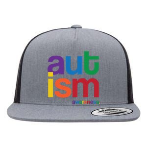 Autism Awareness Rainbow Letters Flat Bill Trucker Hat