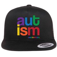 Autism Awareness Rainbow Letters Flat Bill Trucker Hat
