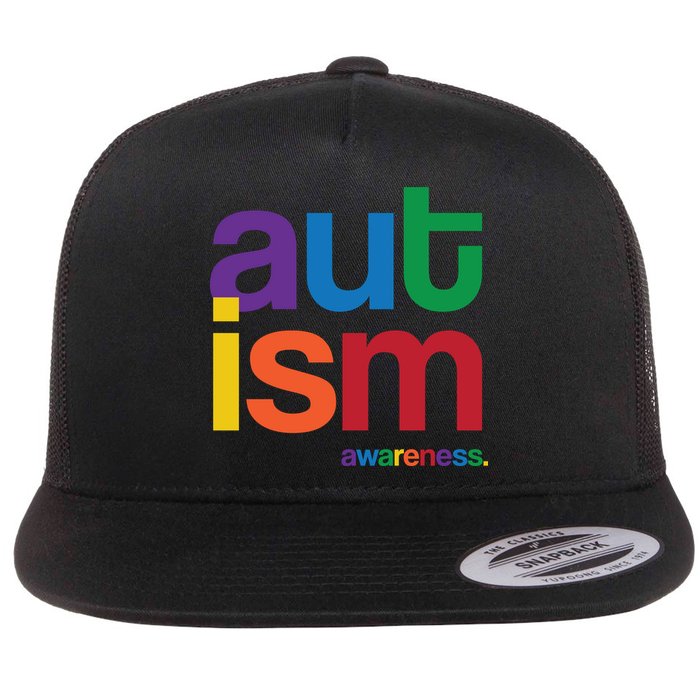 Autism Awareness Rainbow Letters Flat Bill Trucker Hat