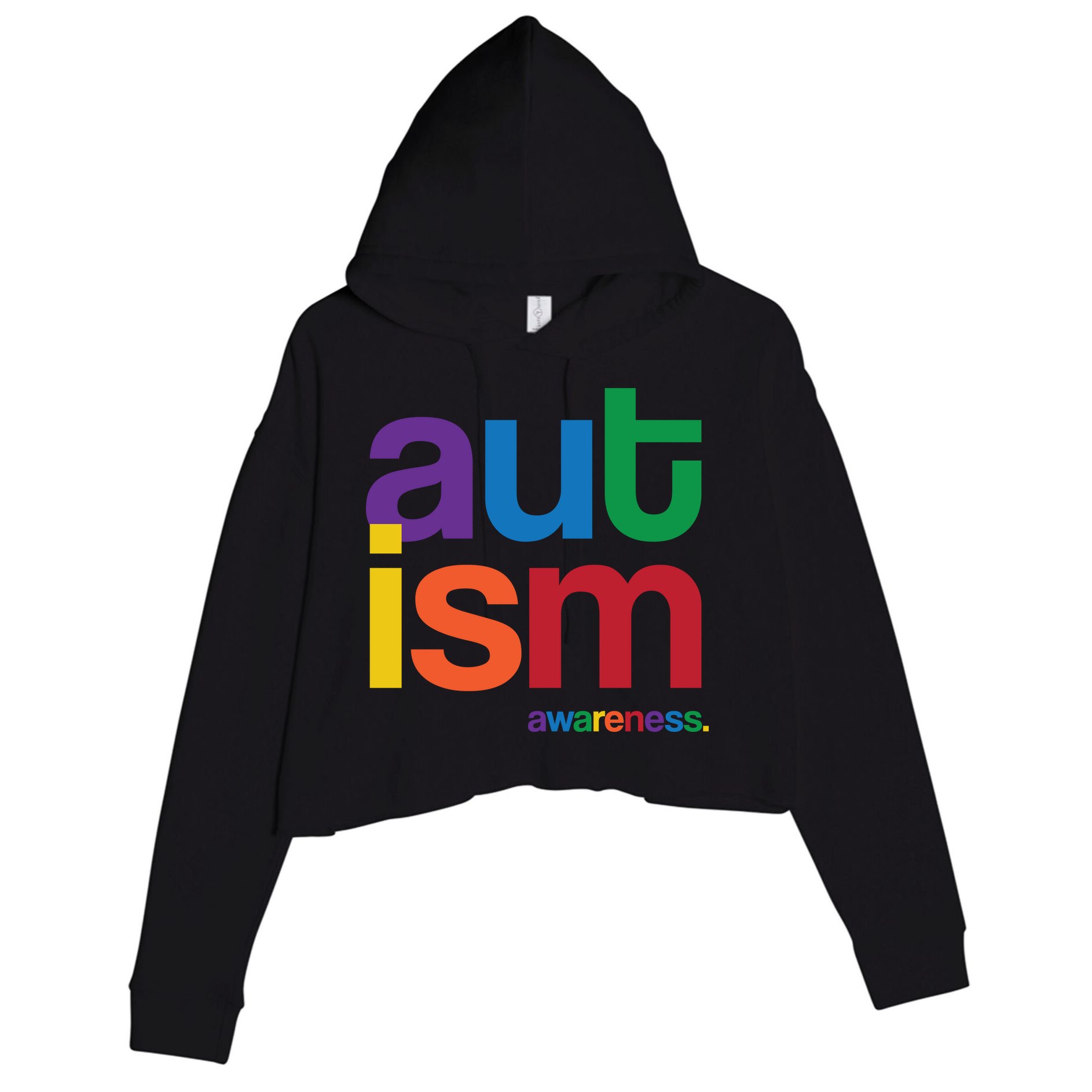 Autism Awareness Rainbow Letters Crop Fleece Hoodie