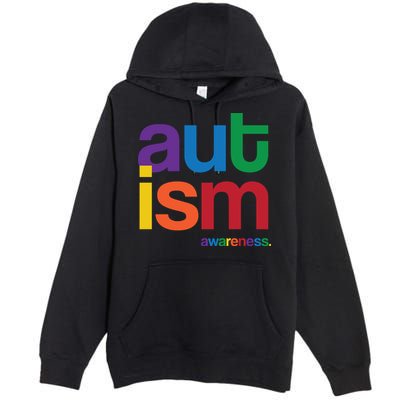 Autism Awareness Rainbow Letters Premium Pullover Hoodie
