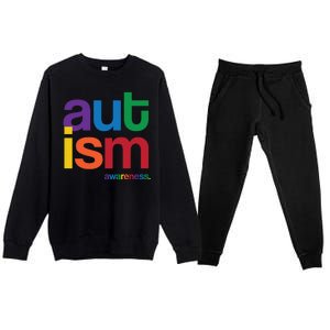 Autism Awareness Rainbow Letters Premium Crewneck Sweatsuit Set