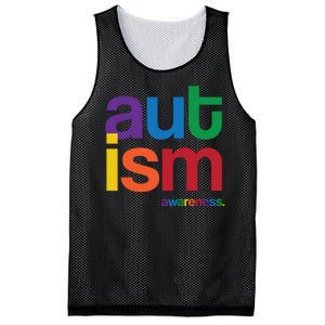 Autism Awareness Rainbow Letters Mesh Reversible Basketball Jersey Tank