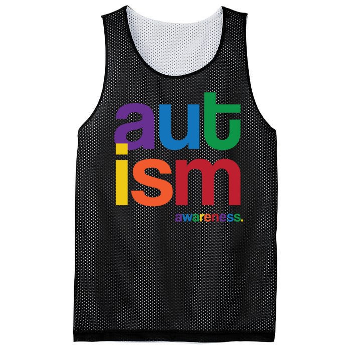 Autism Awareness Rainbow Letters Mesh Reversible Basketball Jersey Tank