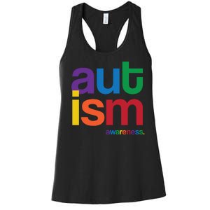 Autism Awareness Rainbow Letters Women's Racerback Tank