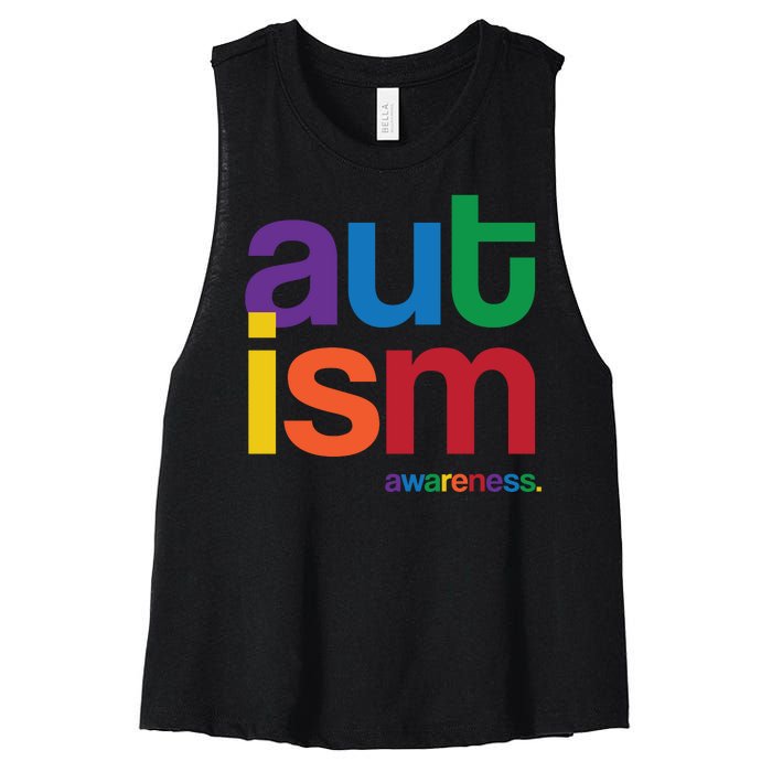 Autism Awareness Rainbow Letters Women's Racerback Cropped Tank