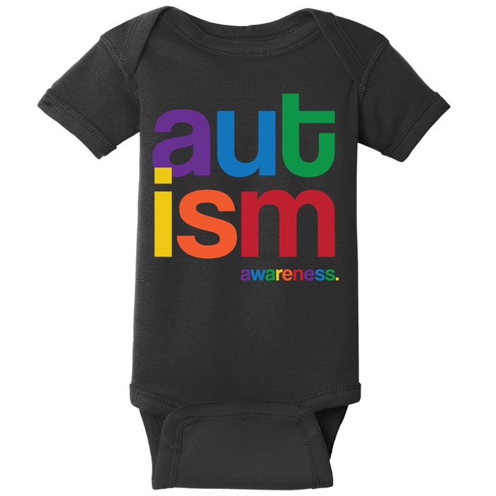Autism Awareness Rainbow Letters Baby Bodysuit