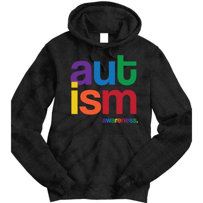 Autism Awareness Rainbow Letters Tie Dye Hoodie