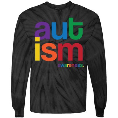 Autism Awareness Rainbow Letters Tie-Dye Long Sleeve Shirt